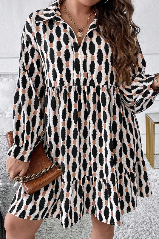 Vestidos Minivestido con cuello en V albaricoque de talla grande de Love Salve