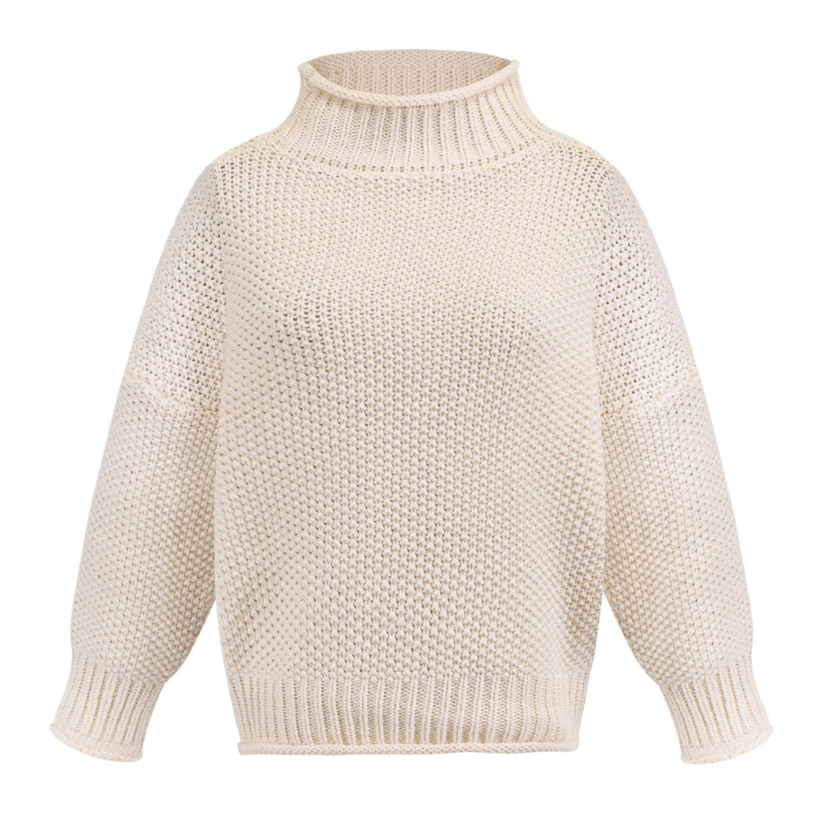 Solid Turtleneck Pullover Sweater Winter Fashion Casual Knitted Long-Sleeved Top Women's Clothing