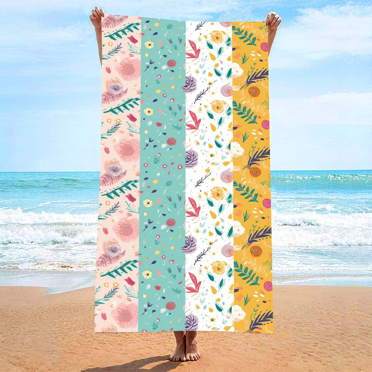 Moisture Absorption Quick-drying And Soft Skin-friendly Double-sided Velvet Beach Towel Polyester Brocade