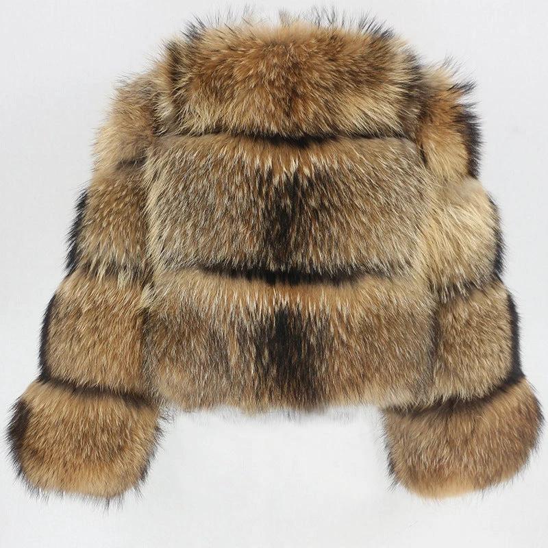 Stitching short coat fluffy long sleeve women