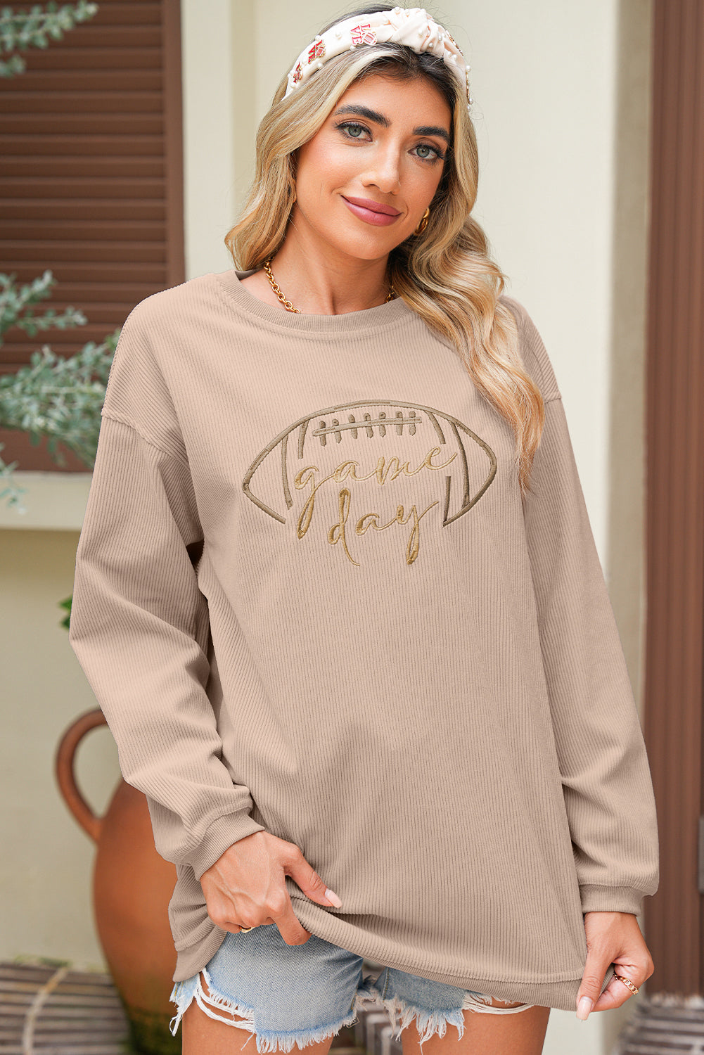 Sudadera gruesa bordada de fútbol negro para el día del partido