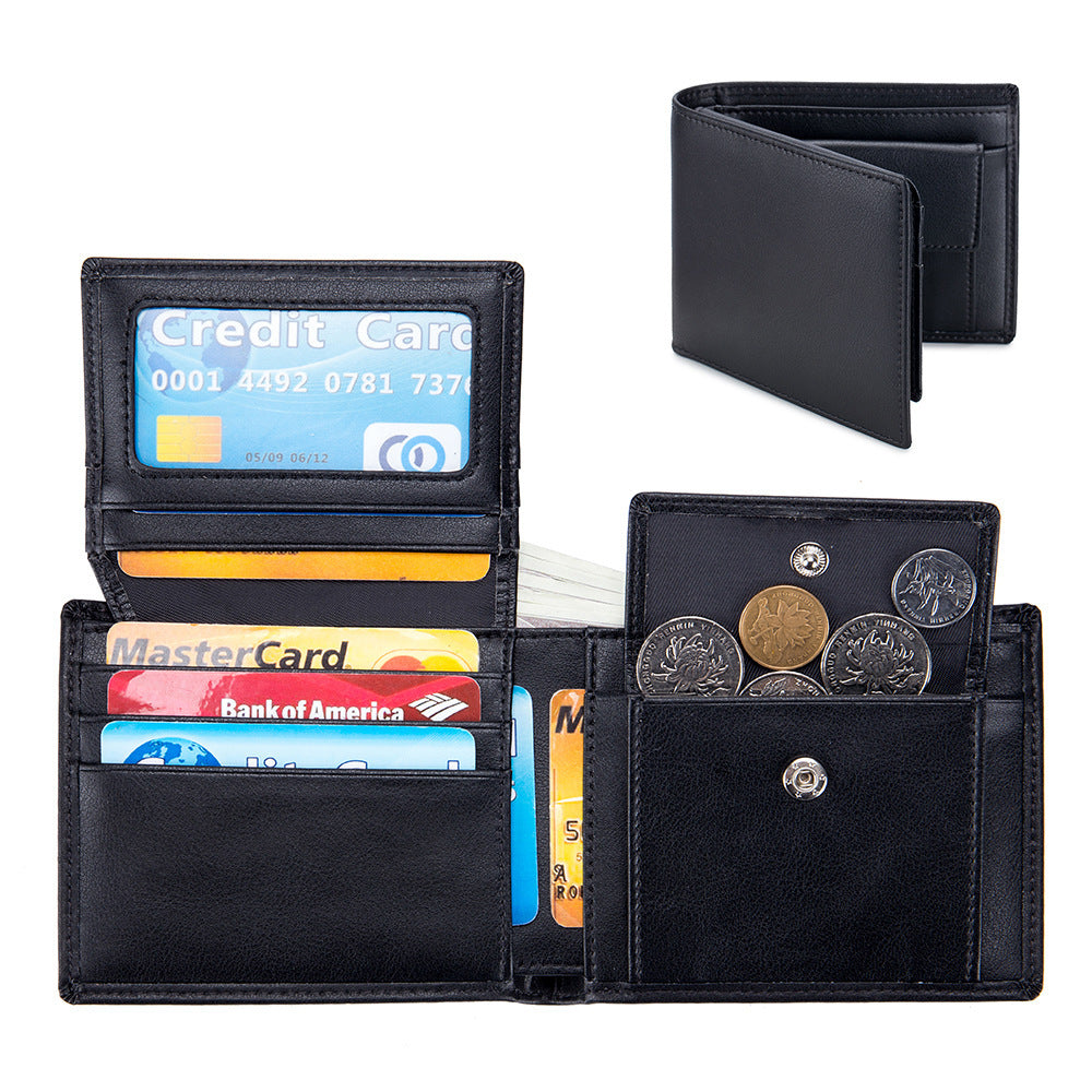 Men's Short Genuine Leather Trifold Wallet