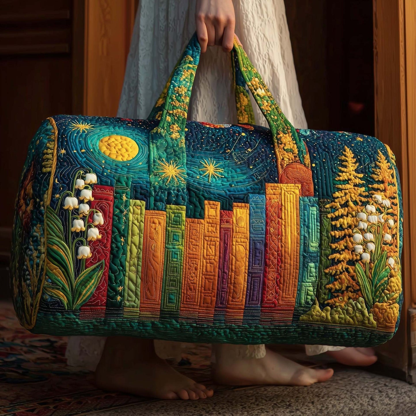 Bookwind Series Short-Distance Handheld Quilted Embroidery Travel Bag Multi-Functional