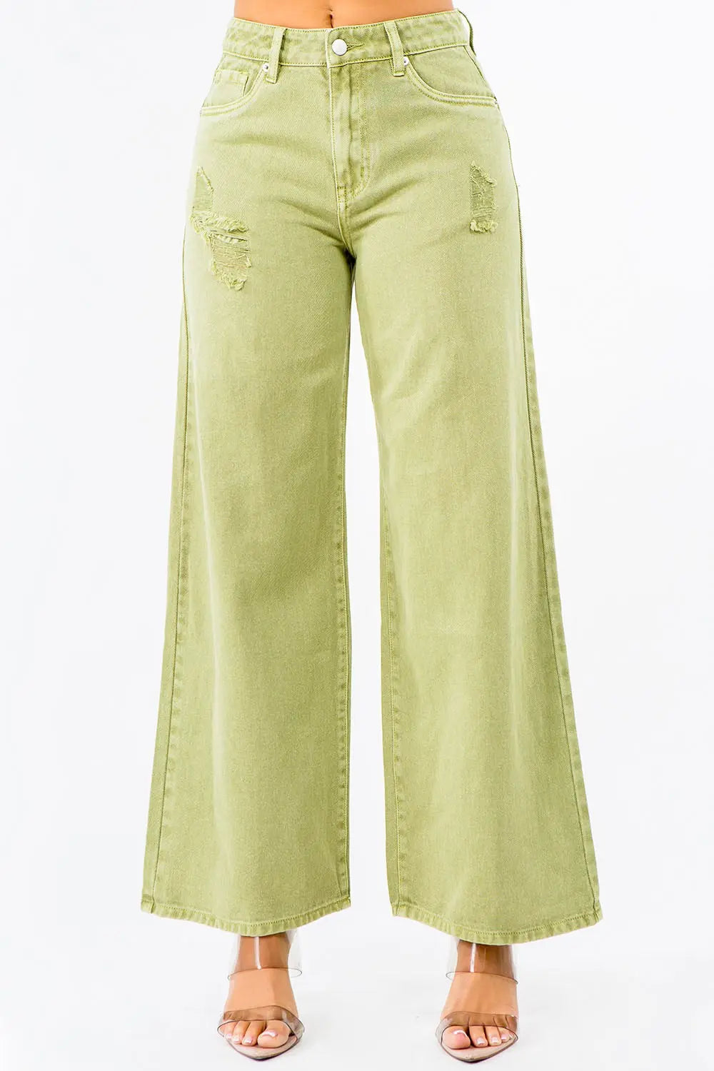 Women's Jeans Jeans - High Waist Distressed - Wide Leg