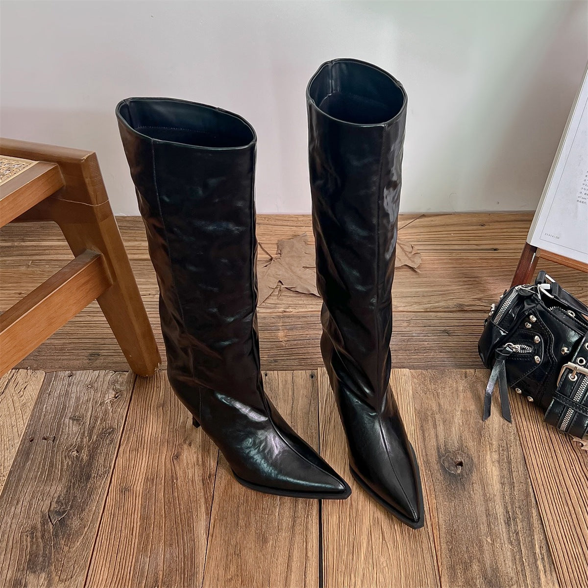 Pointed-toe Stiletto High Boots Womens Tall Boots Suede High-heeled Thigh-high Boots