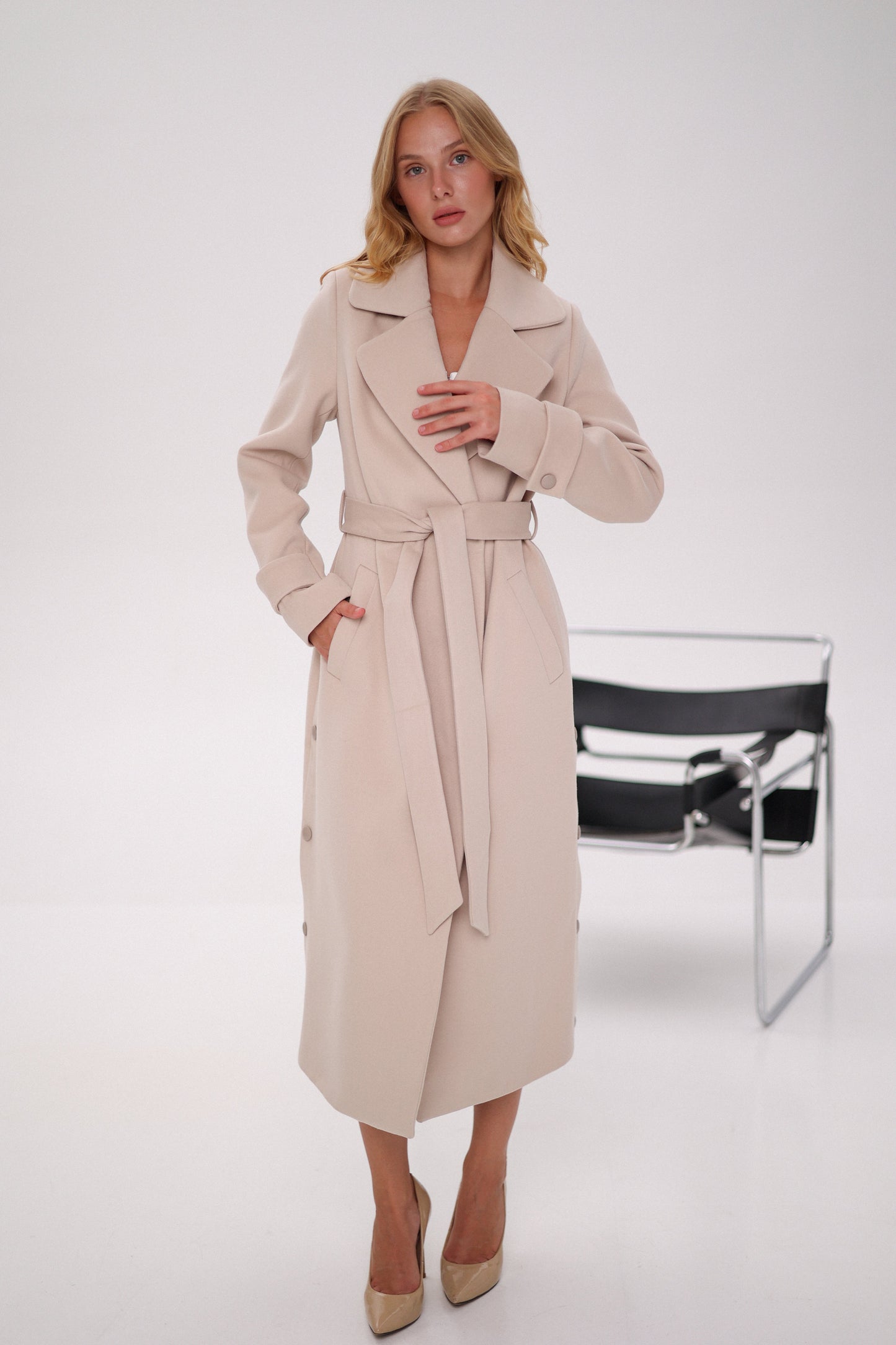Abrigo Camille de mezcla de cachemira en beige