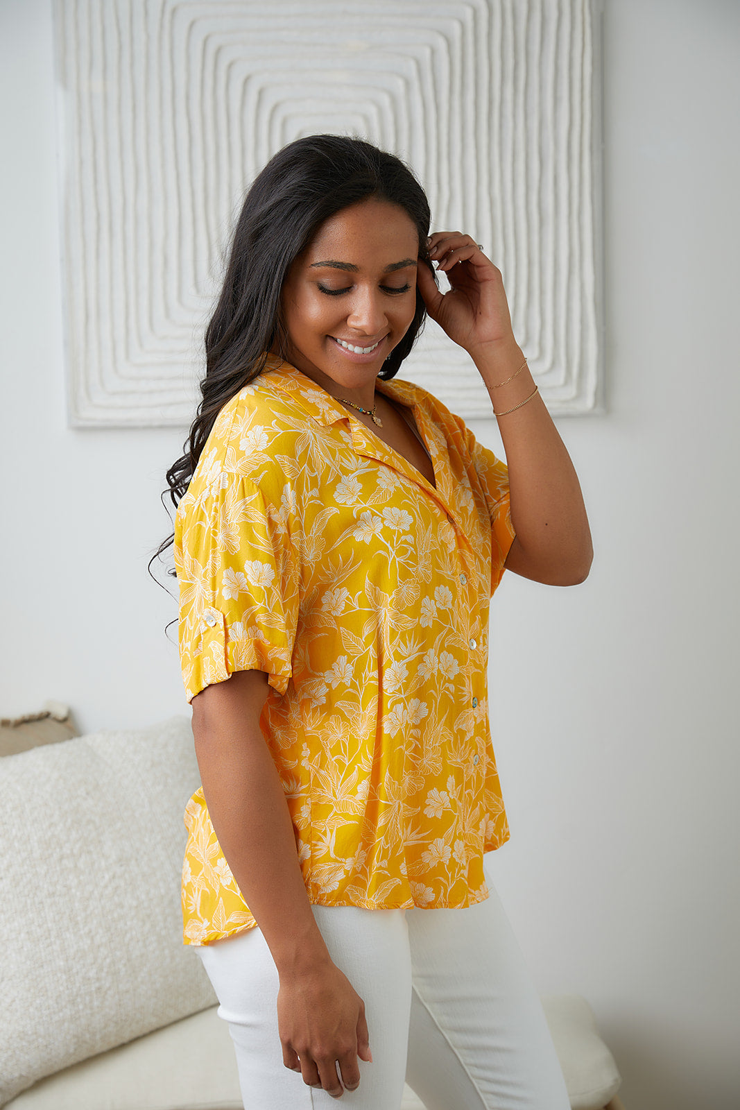 Blusa Clementine abotonada con estampado floral