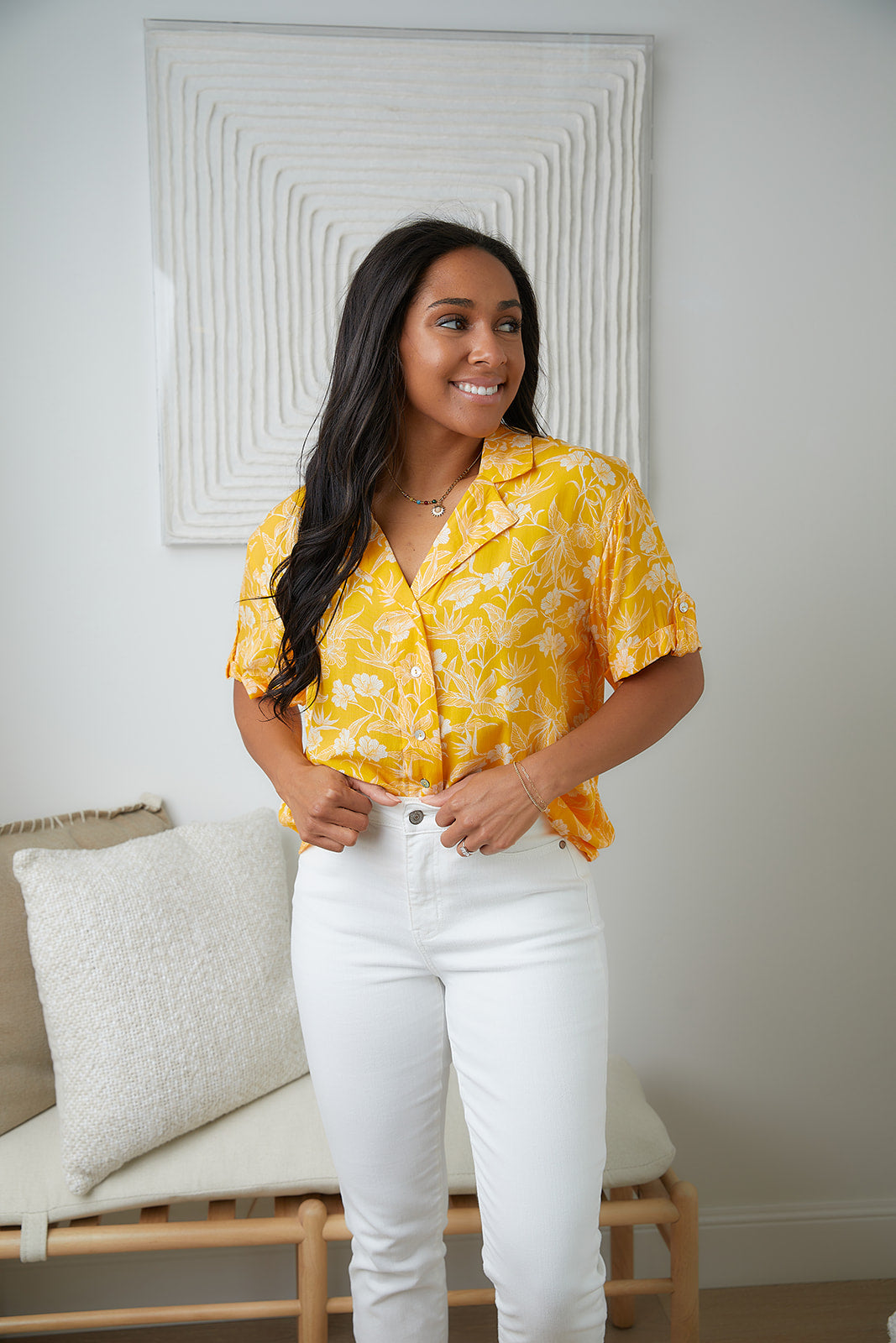 Blusa Clementine abotonada con estampado floral