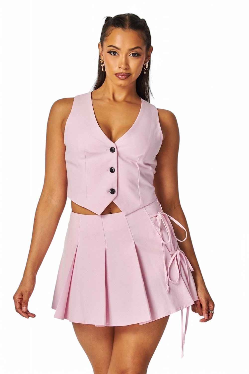 Conjunto de top de esmoquin Serene Crop Top y skort