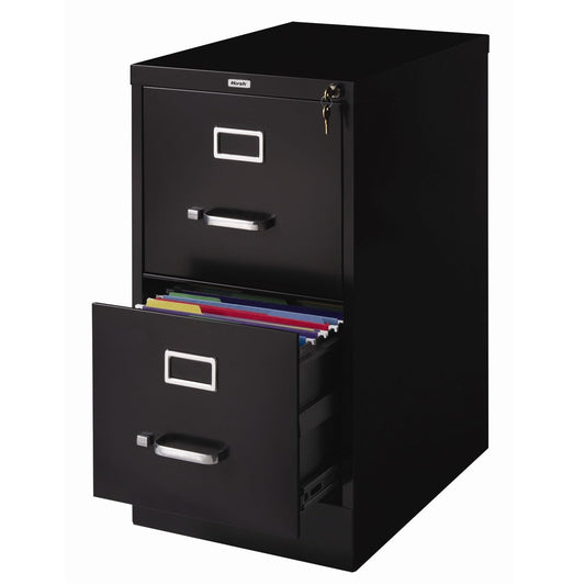Archivador vertical de 2 cajones con cerradura de metal negro