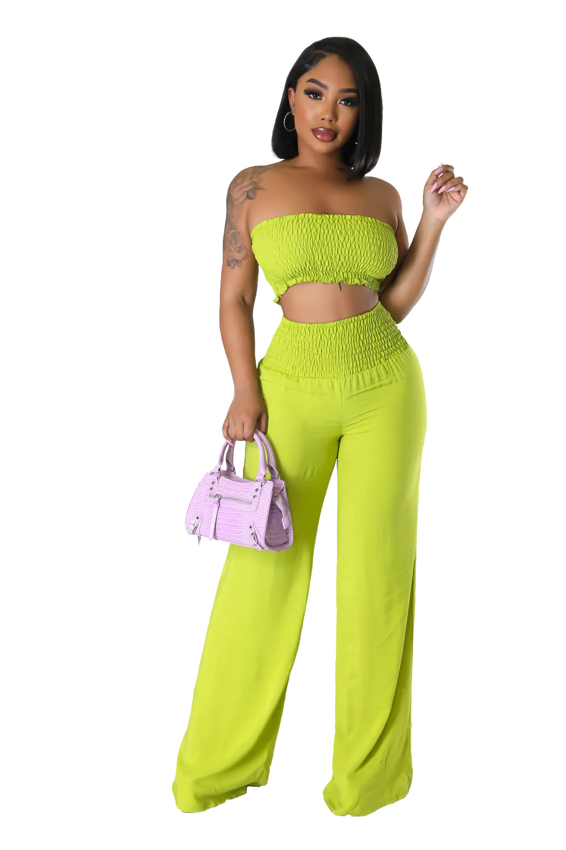 Conjunto de pantalón y top corto de 2 piezas {Ideal para chicas altas}
