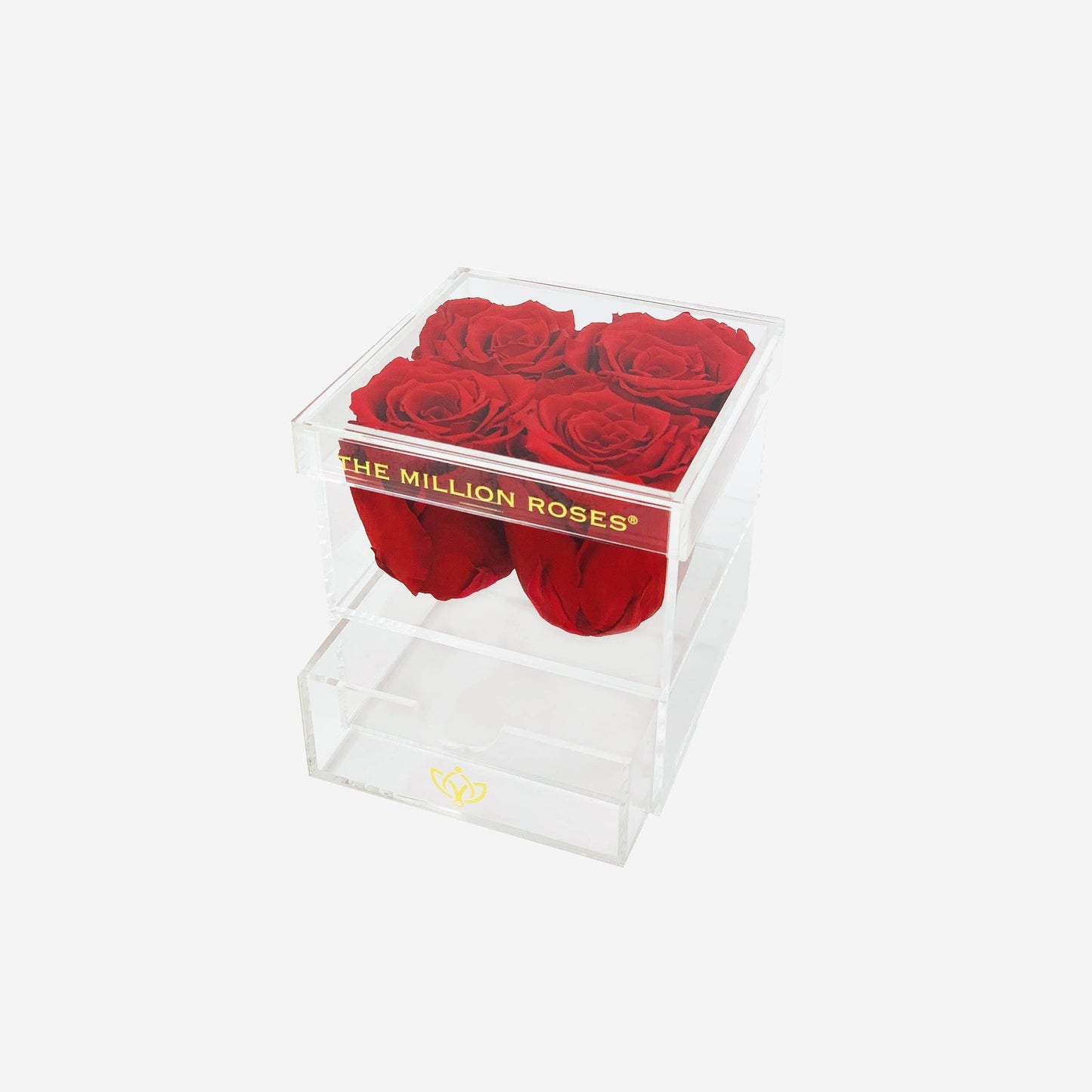 Caja Acrílica de 4 Cajones | Rosas Rojas