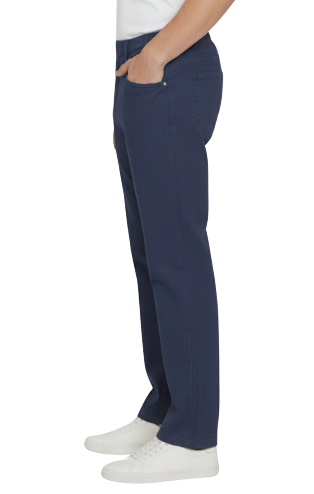 Pantalones vaqueros de mezclilla y sarga informales de hombre con cintura elástica sin cierre