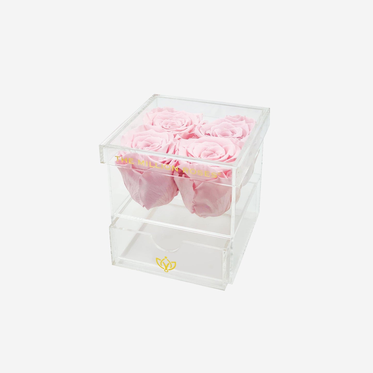 Caja acrílica de 4 cajones | Rosas rosa claro