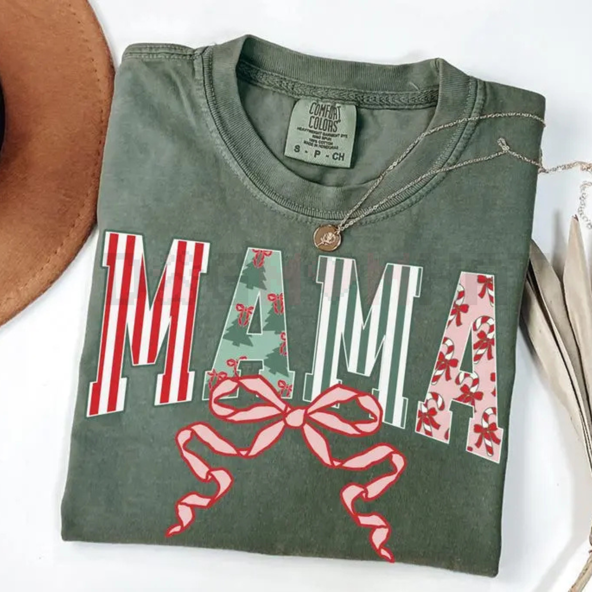 Retro Christmas Mama Comfort Colors T-Shirt