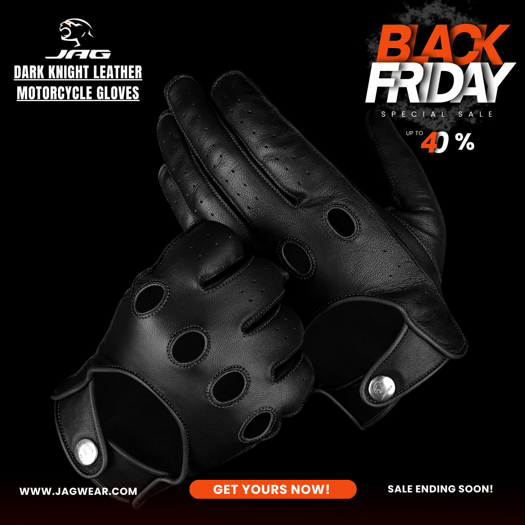 Guantes de cuero de Caballero Oscuro - Diseño de dedos completos (Negro)