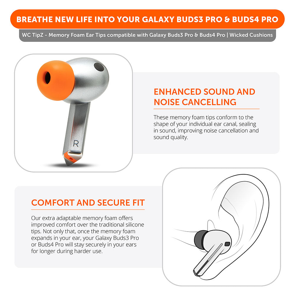 Almohadillas de espuma viscoelástica para Galaxy Buds 3 Pro - WC TipZ Galaxy