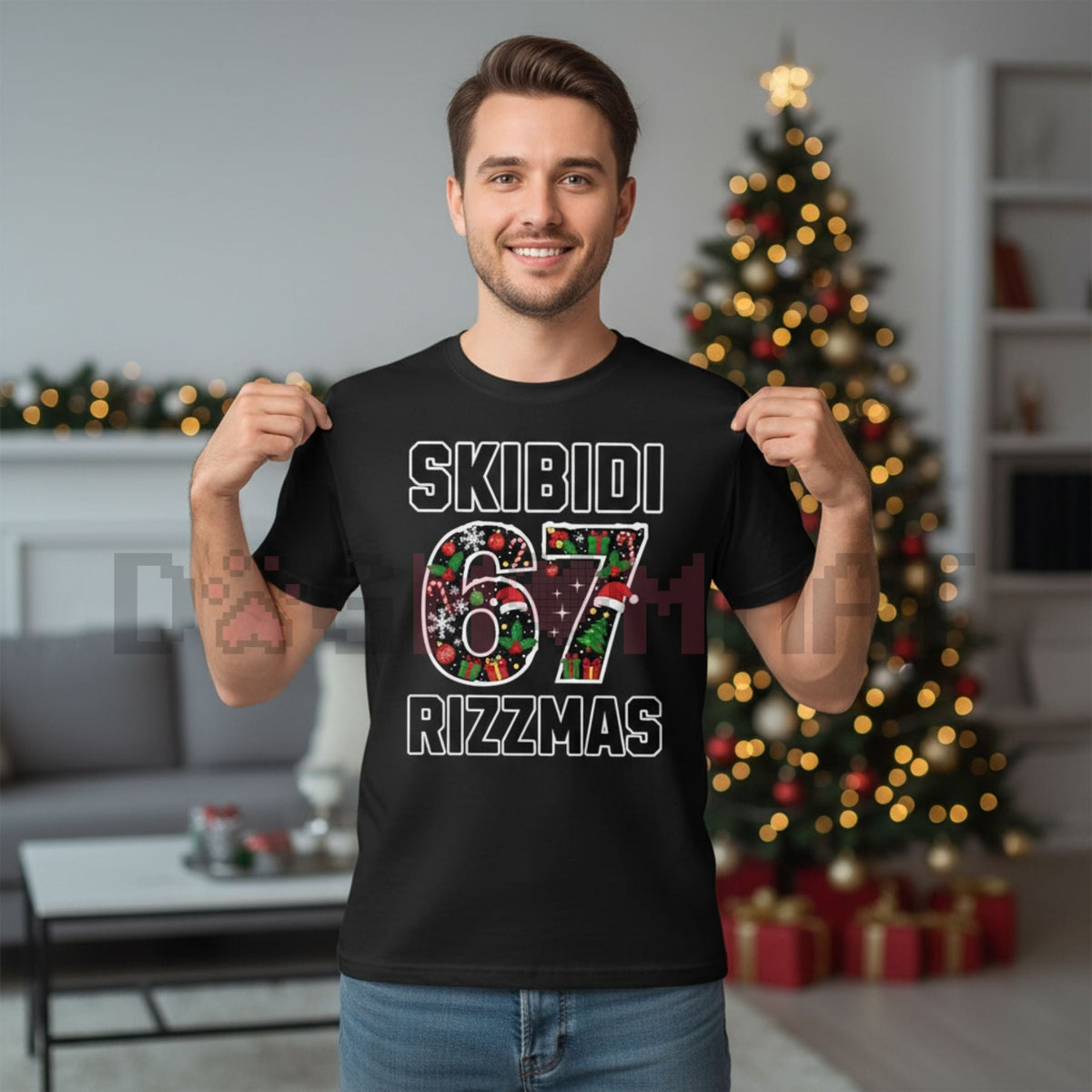 "Skibidi Rizzmas 67" Viral T-Shirt – Gen Alpha Internet Slang & Absurd Holiday Meme Tee