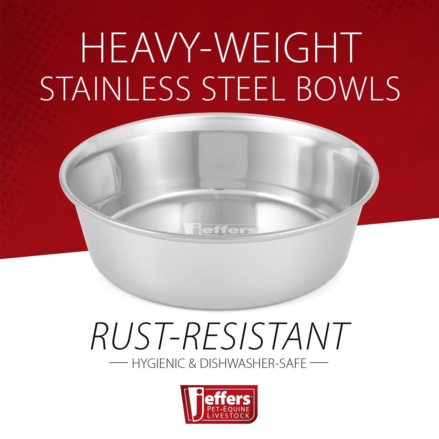 Tazones para mascotas de acero inoxidable de alta resistencia Jeffers – Duradero plato de comida y agua para mascotas, resistente a mordeduras, apto para lavavajillas