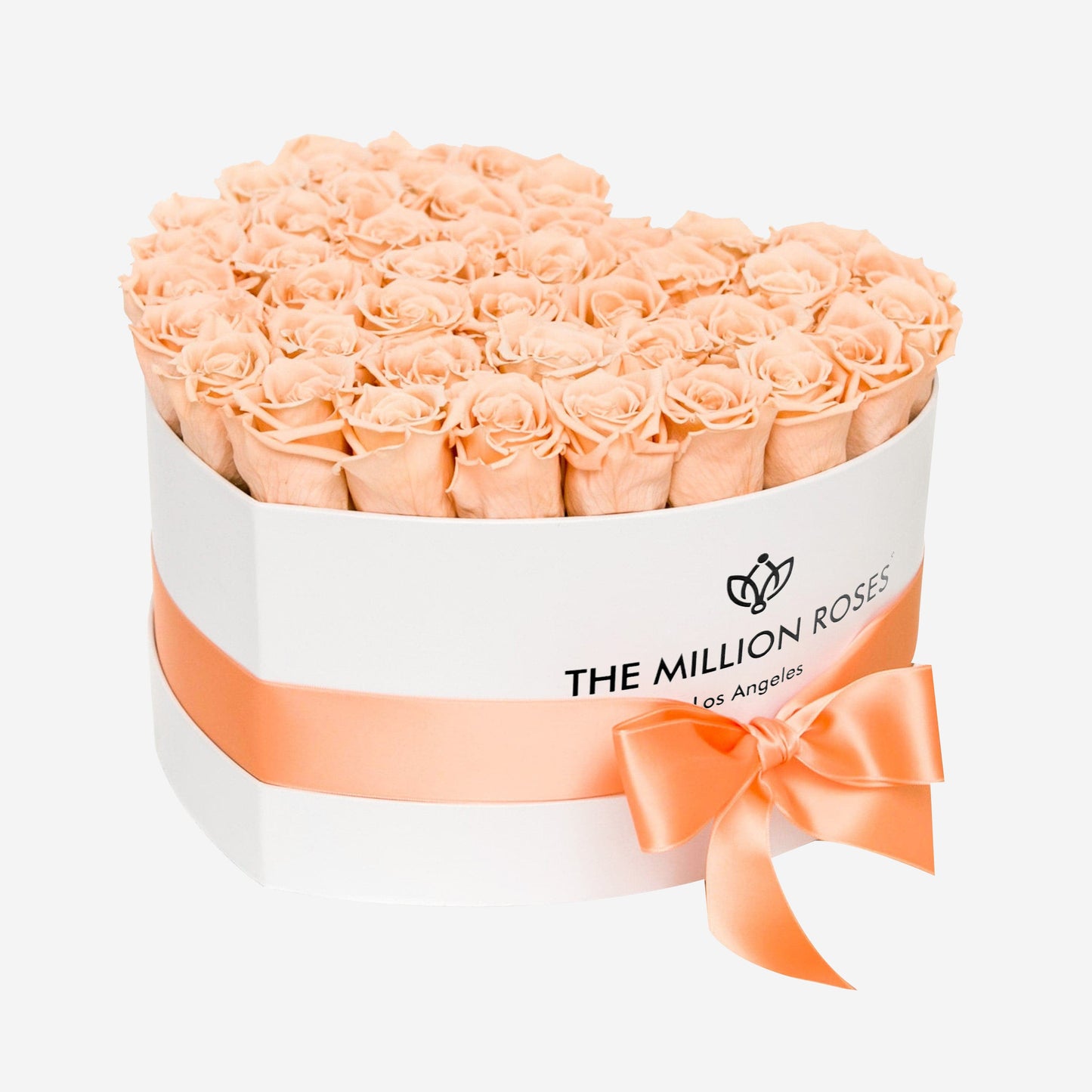Caja Blanca Corazón | Rosas Durazno