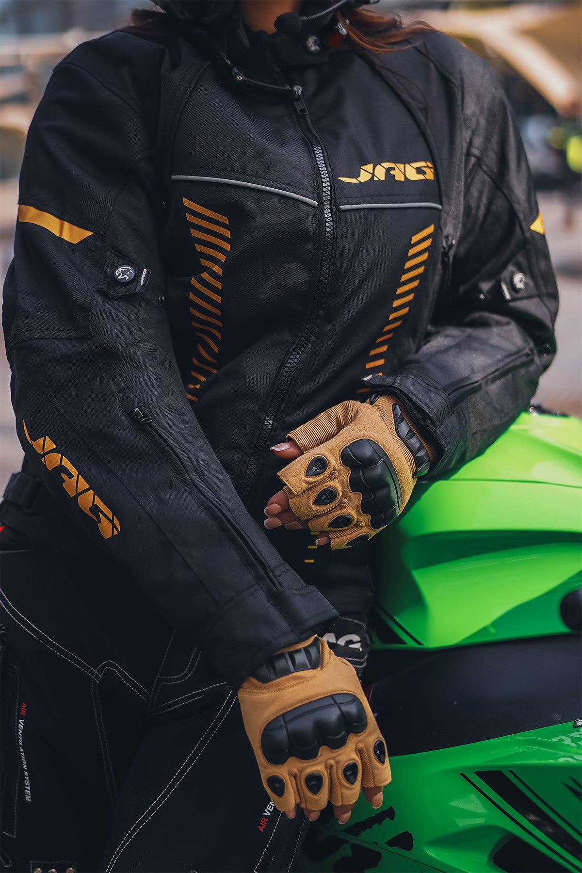 Chaqueta de moto de turismo para mujer Diana (negra)