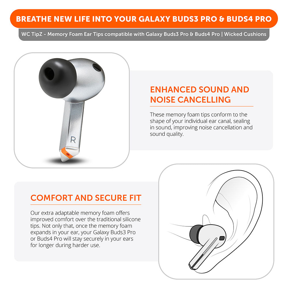 Almohadillas de espuma viscoelástica para Galaxy Buds 3 Pro - WC TipZ Galaxy