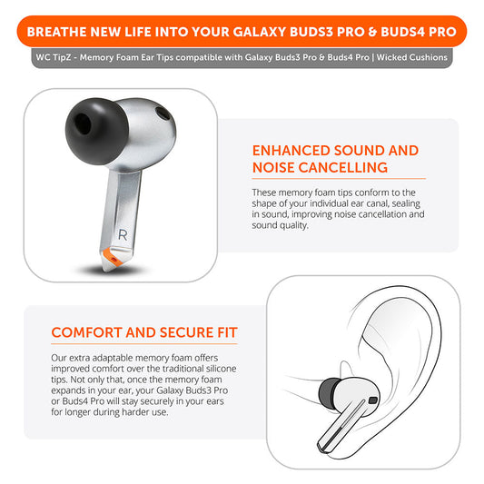 Almohadillas de espuma viscoelástica para Galaxy Buds 3 Pro - WC TipZ Galaxy