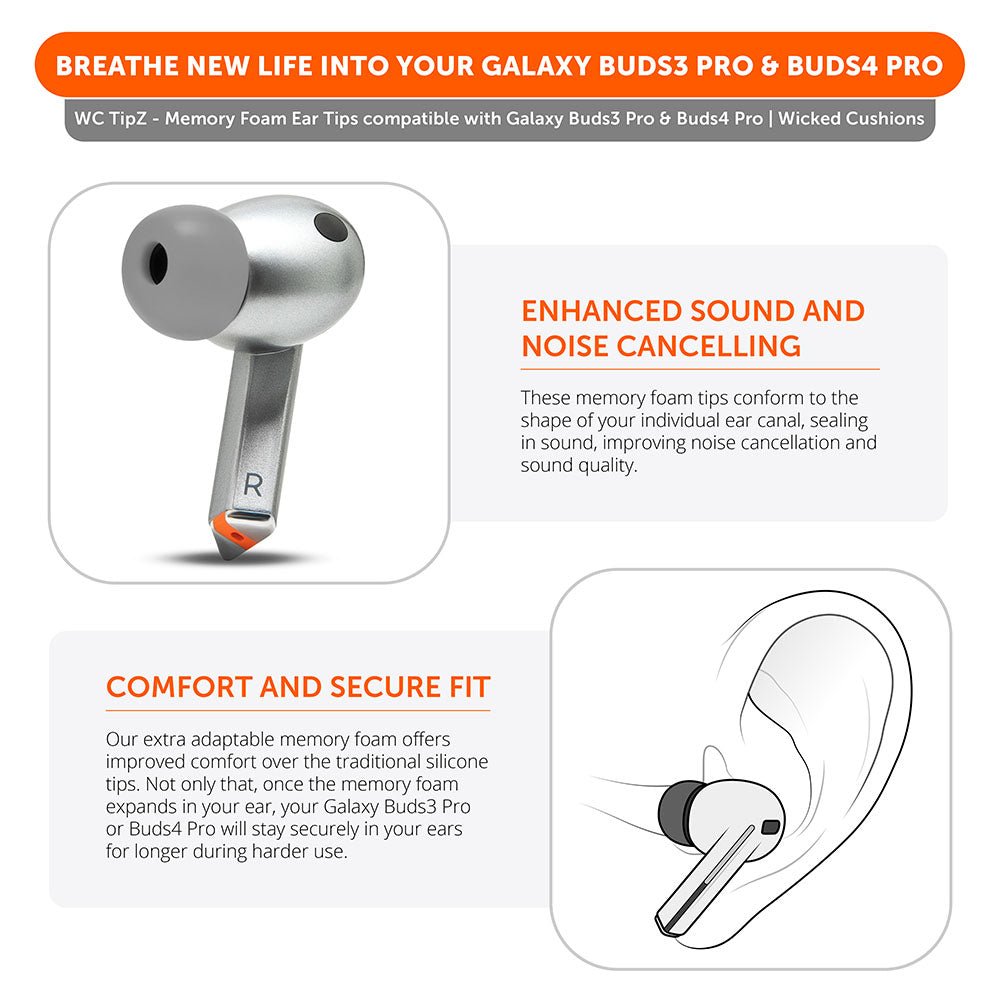Almohadillas de espuma viscoelástica para Galaxy Buds 3 Pro - WC TipZ Galaxy