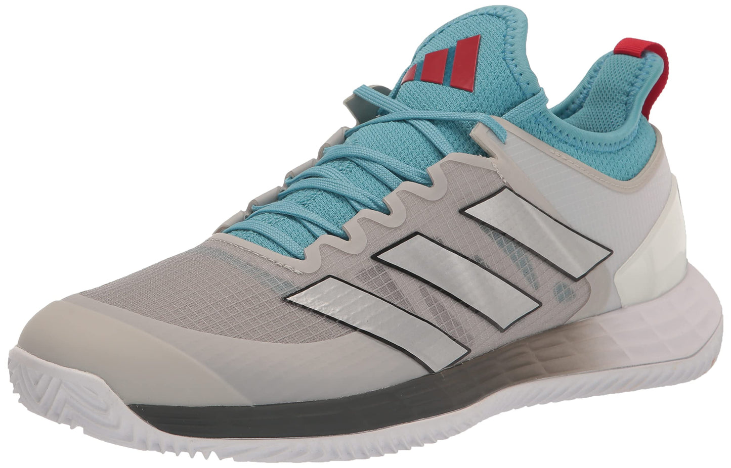 adidas Womens Adizero Ubersonic 4 Tennis Shoe Metal Grey/Silver Metallic/Preloved Blue (Clay) 8.5