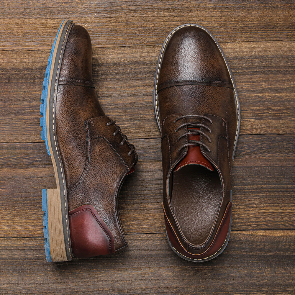 Spring Men's Leather Breathable Business Derby Shoes