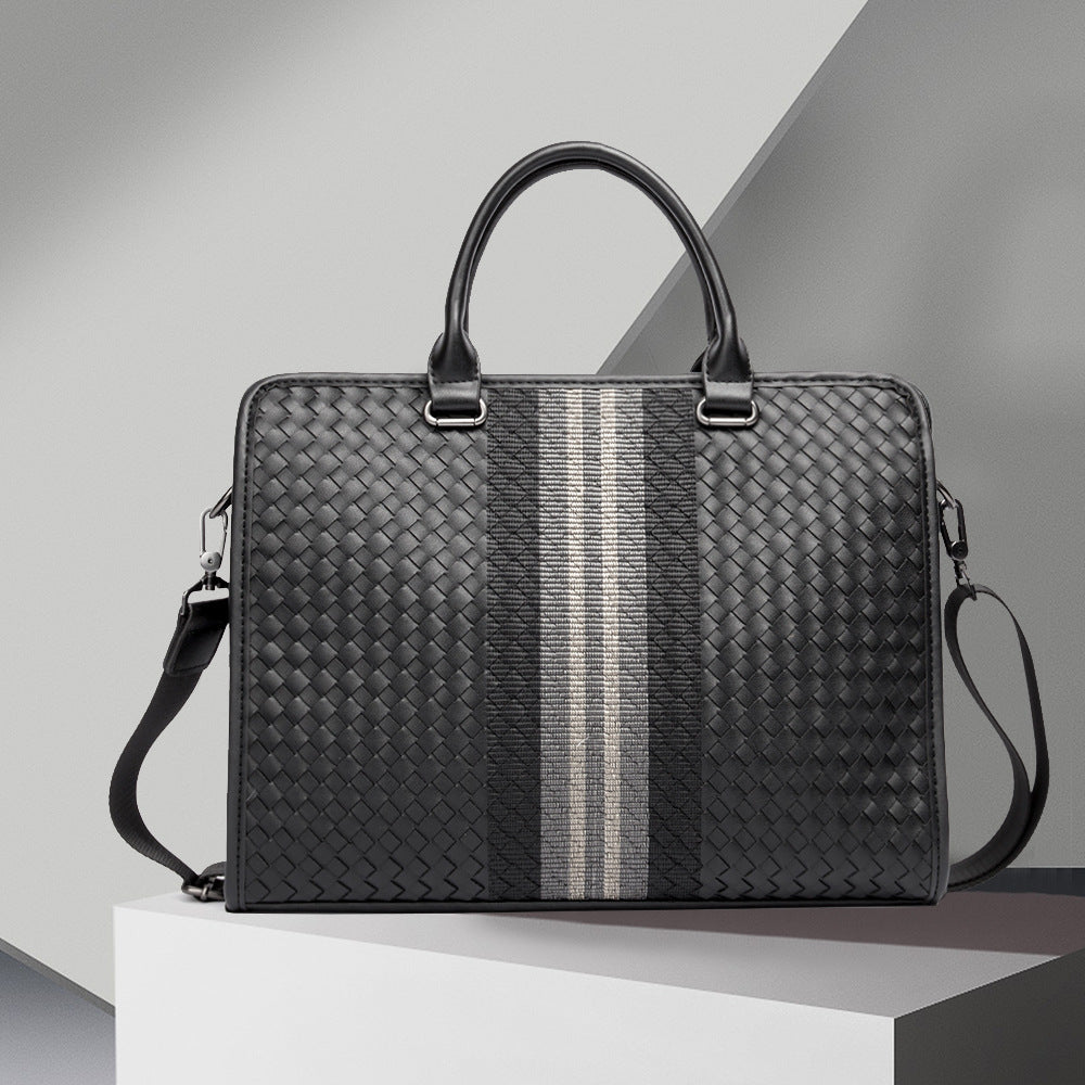 Men's Stitching Woven Business Casual Laptop Bag