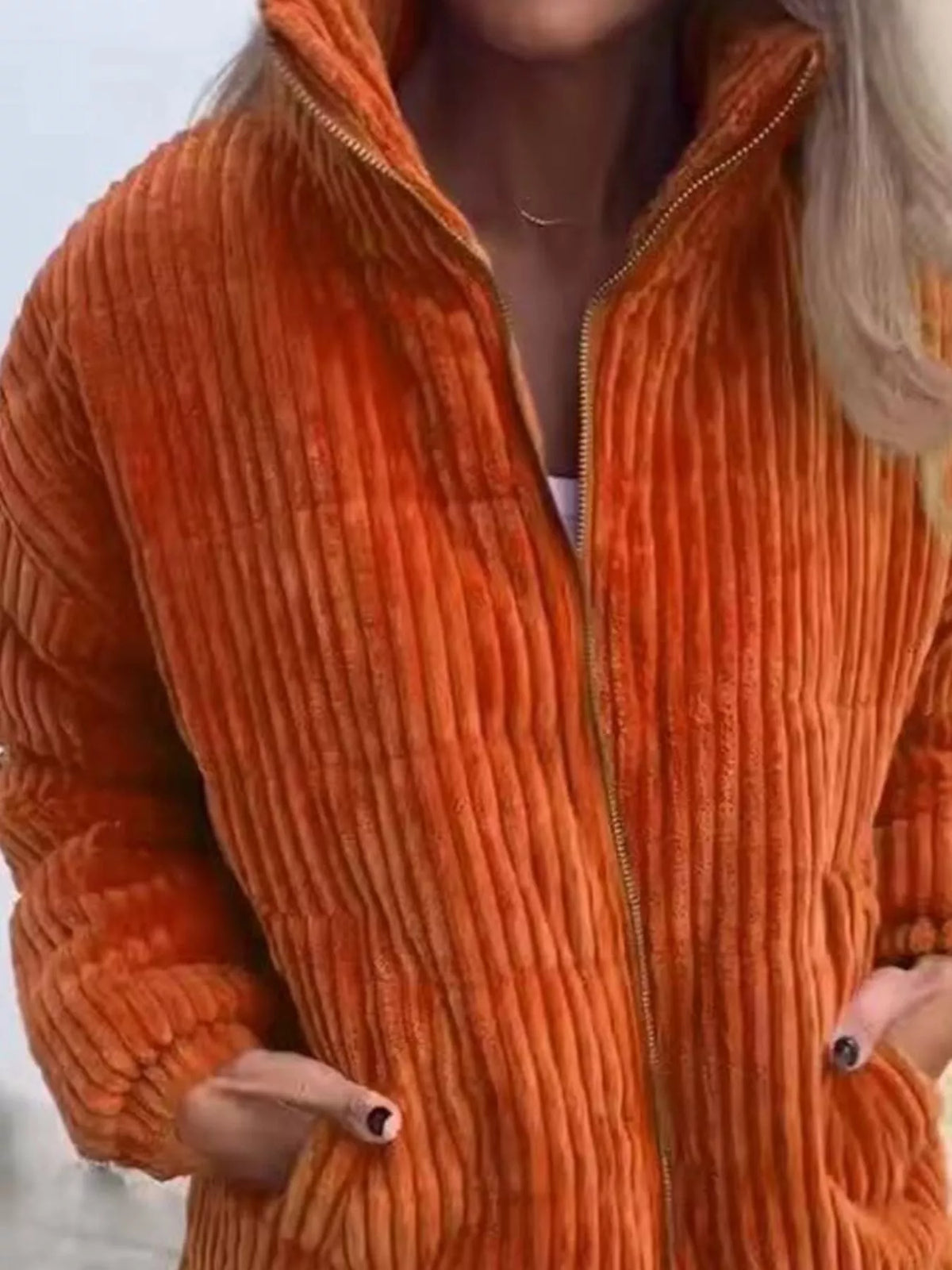 Full Size Zip Up Turtleneck Long Sleeve Winter Coat Plus Size