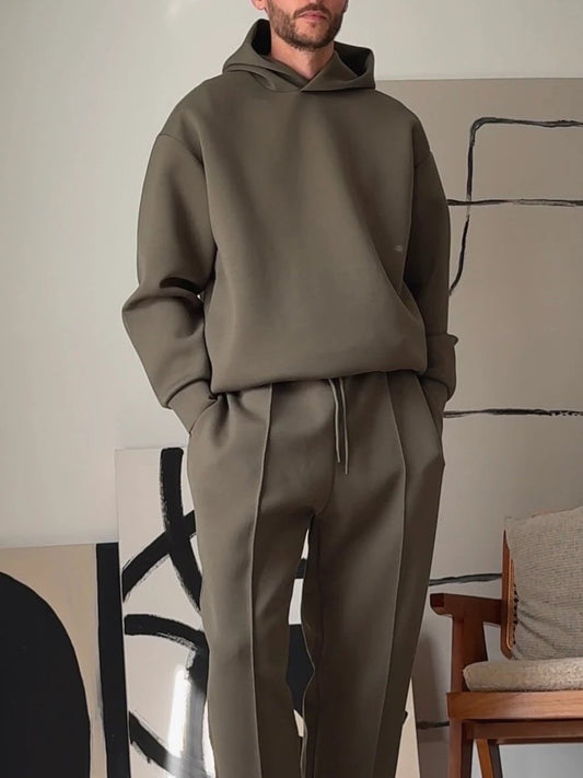 Conjunto de Sudadera con Capucha y Pantalones de Cintura Elástica Casual para Hombre
