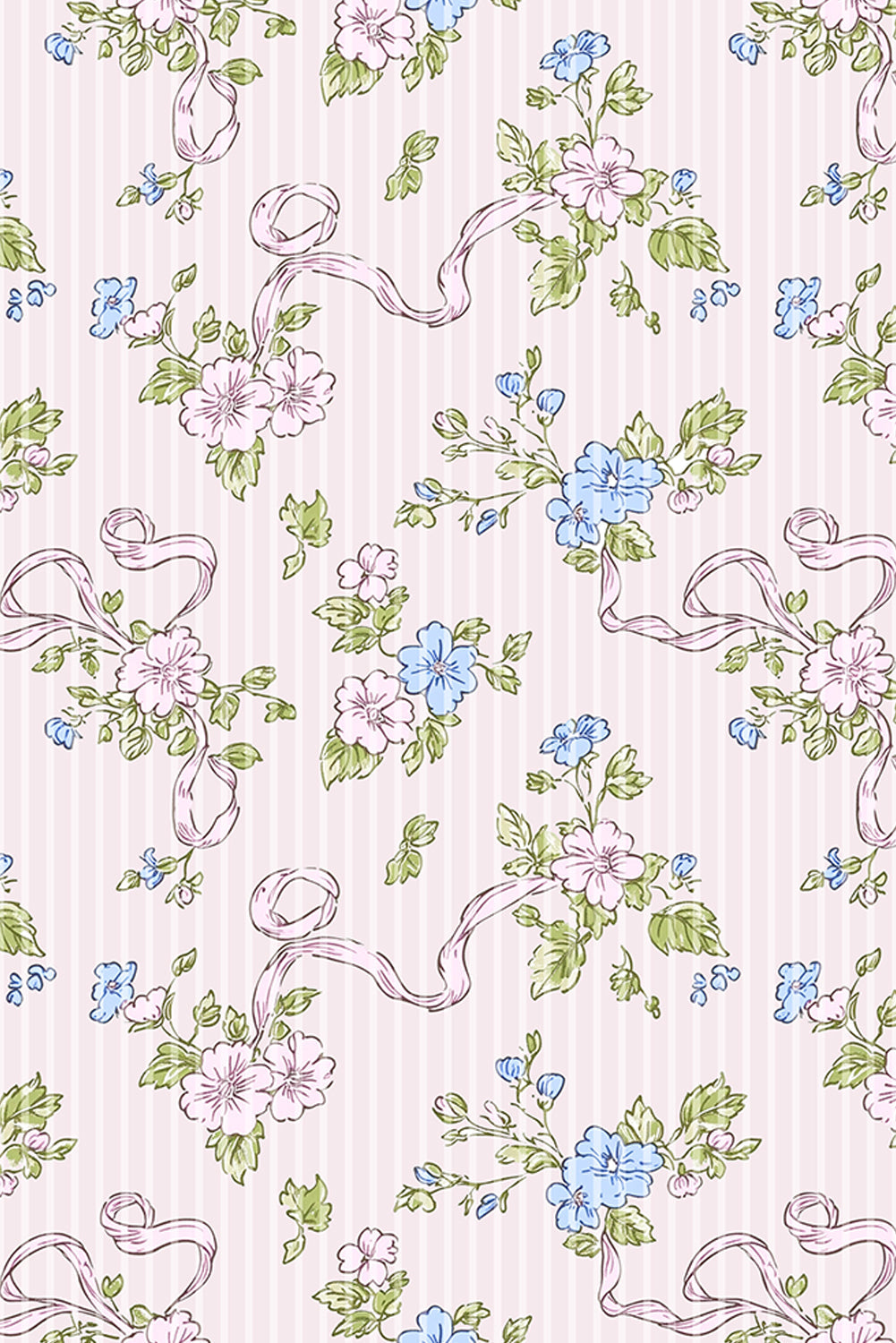 Minivestido con estampado floral a rayas rosado con ribete en contraste y cuello con aberturas y lazo