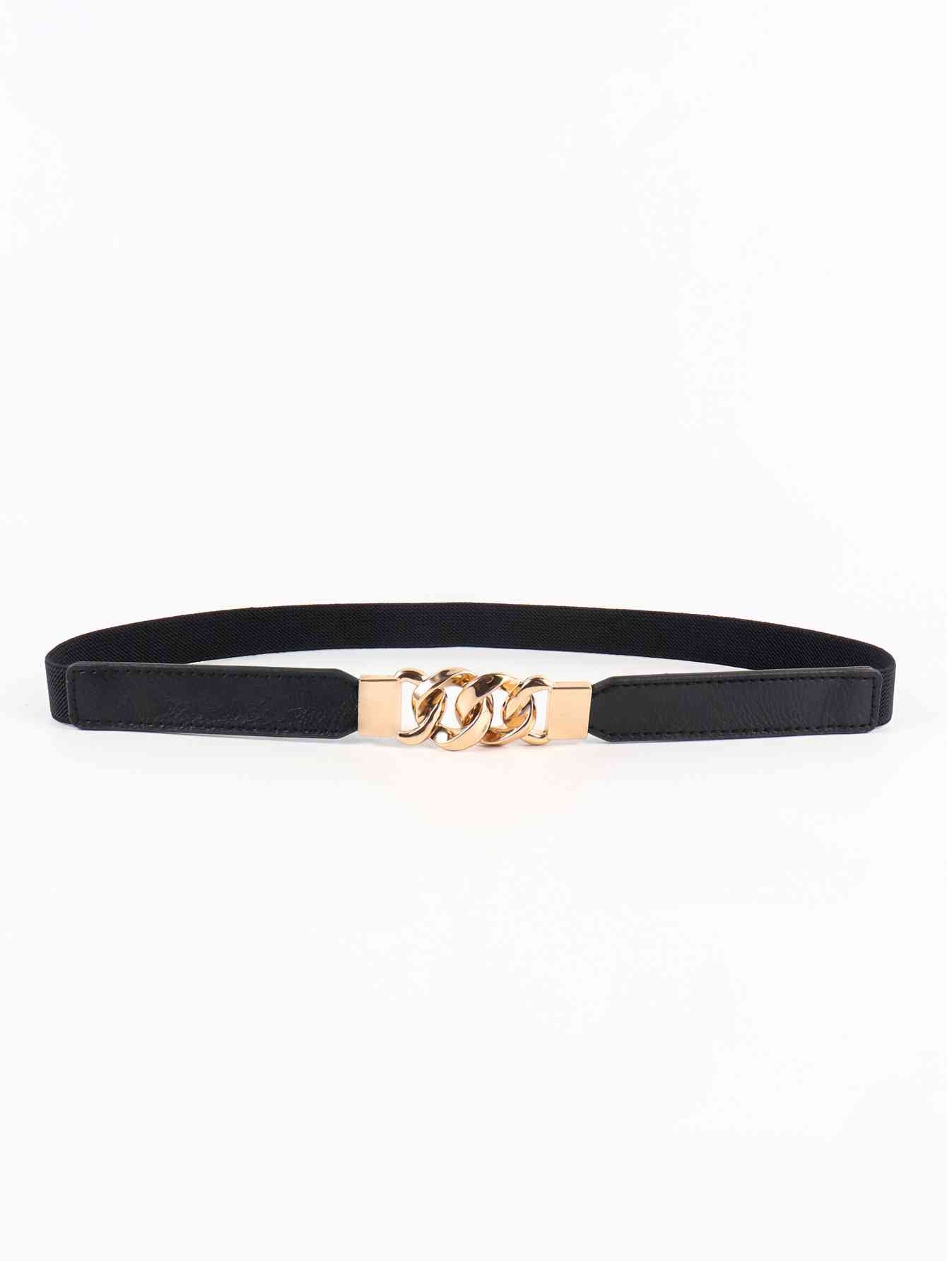 ElegantStyle Zinc Alloy Buckle Elastic PU Belt – Versatile and Stylish Accessory See size chart under “more details”