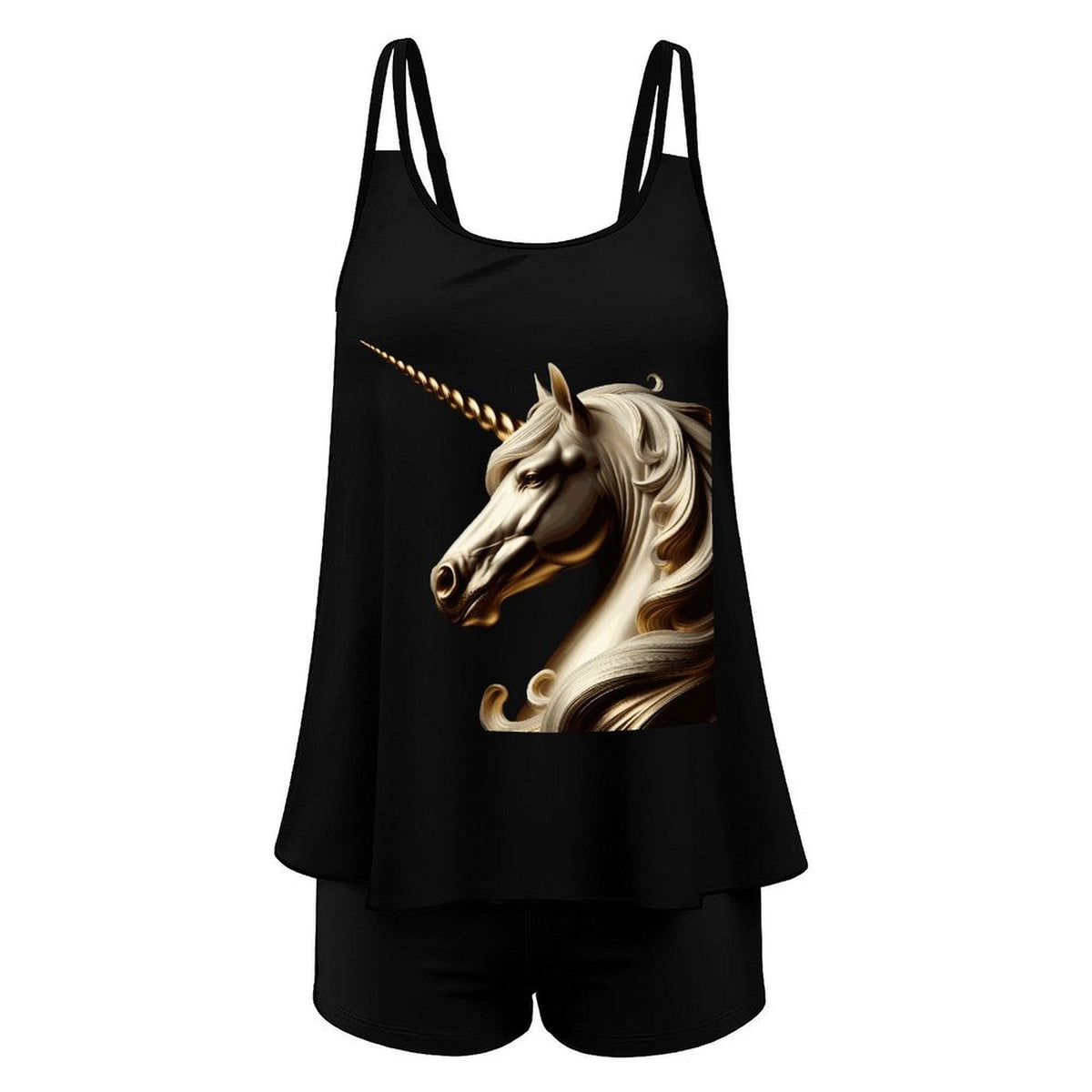Golden Unicorn Tankini 2-Piece Swimsuit (Front Printing)