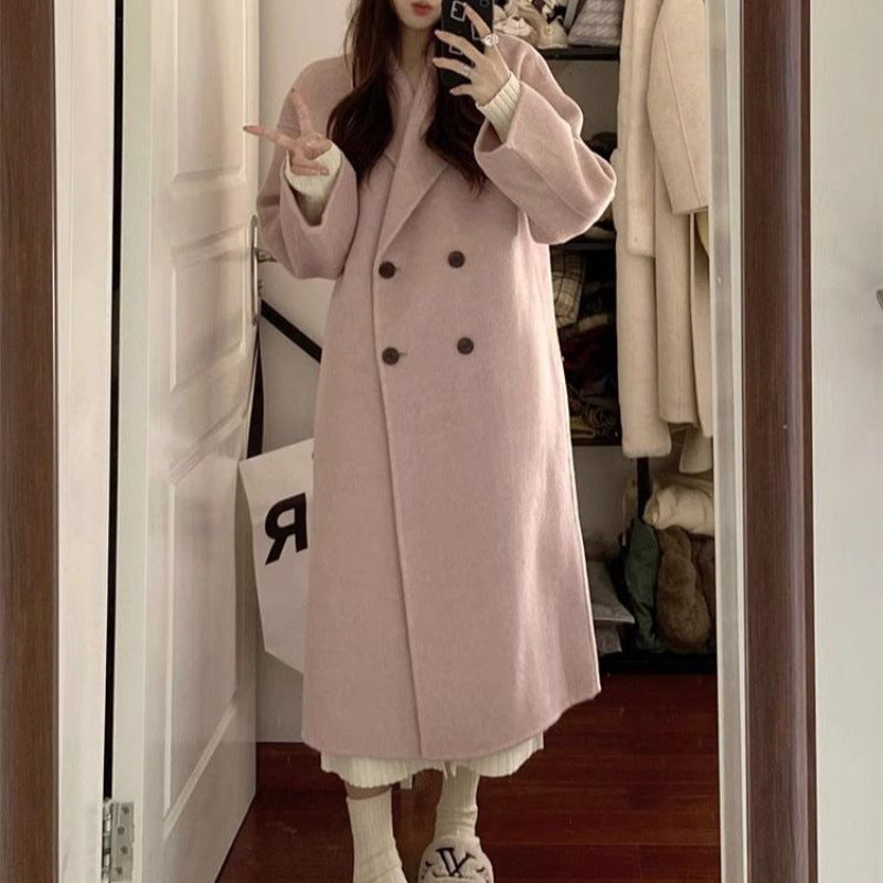 Stylish, Western-style Double-faced Wool Coat For Women