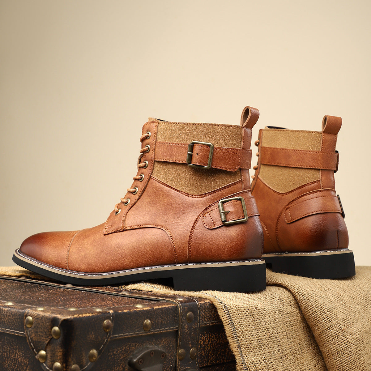Men's Retro Mid-Top Pointed Casual Martin Boots