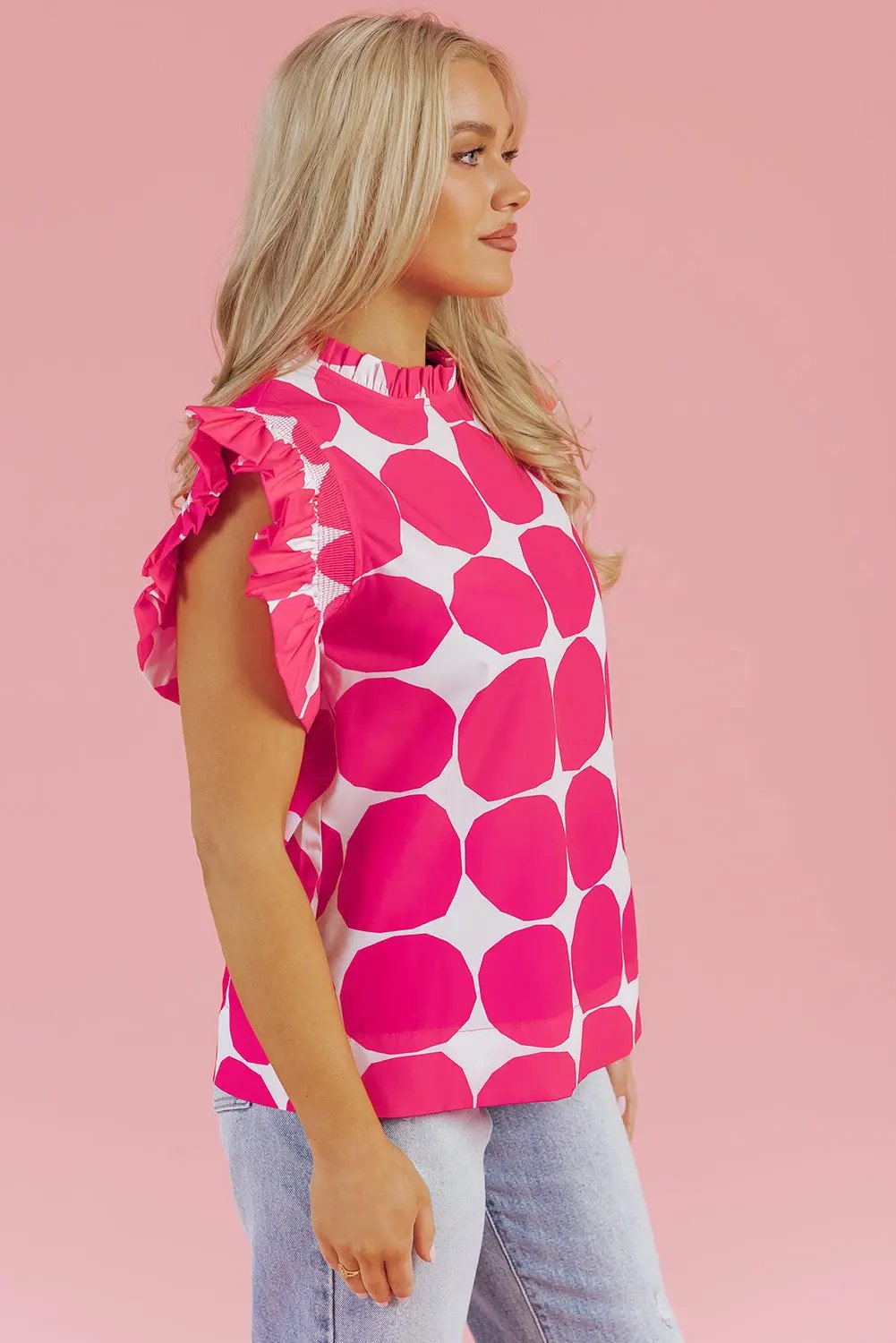 Women's Top - Frilled Flutter Sleeve - Summer Fashion