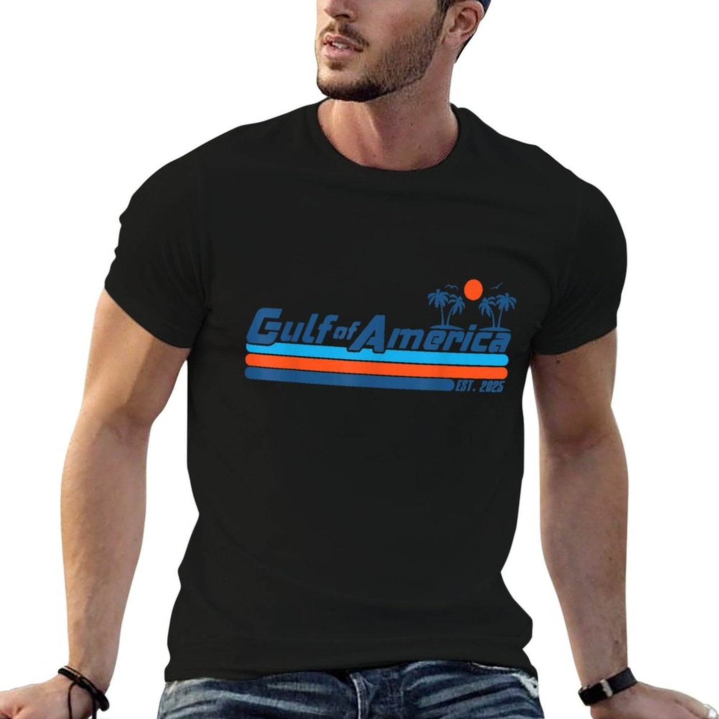 Gulf of USA America Est 2025 Retro Vintage Beach Mens Women Heathered Texture T-Shirt