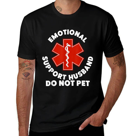 Camiseta de mezcla de poliéster divertida "Esposo de apoyo emocional, no acariciar"