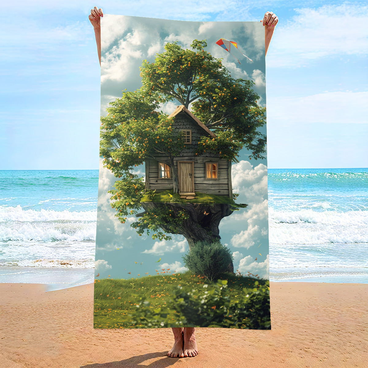 Moisture Absorption Quick-drying And Soft Skin-friendly Double-sided Velvet Beach Towel Polyester Brocade
