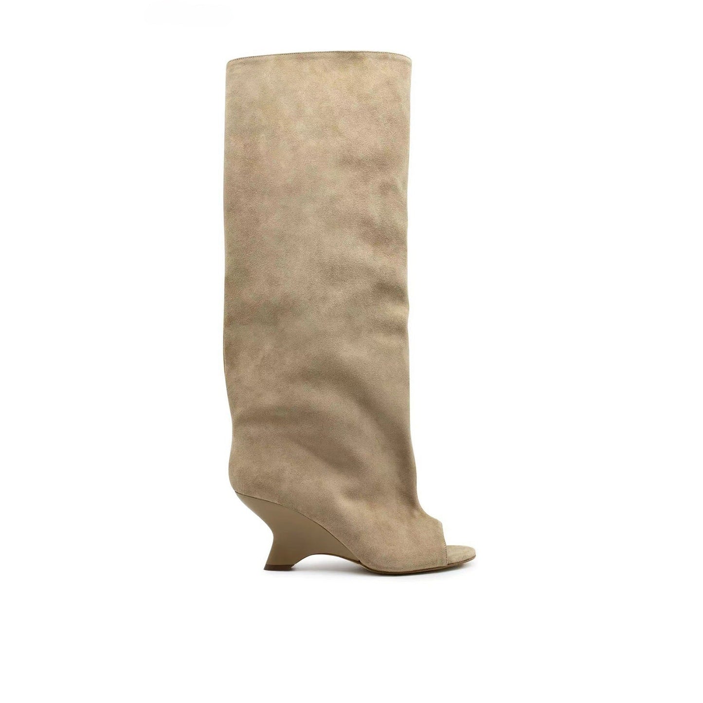 Women's Peep Toe Wedge Suede Boots