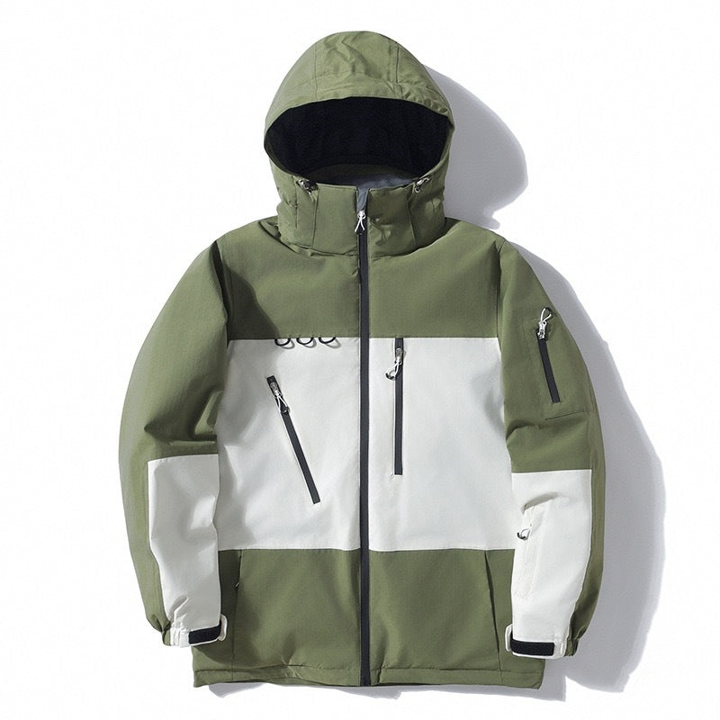 Men's And Women's Thickened Warm Color Matching Windproof Waterproof Jacket