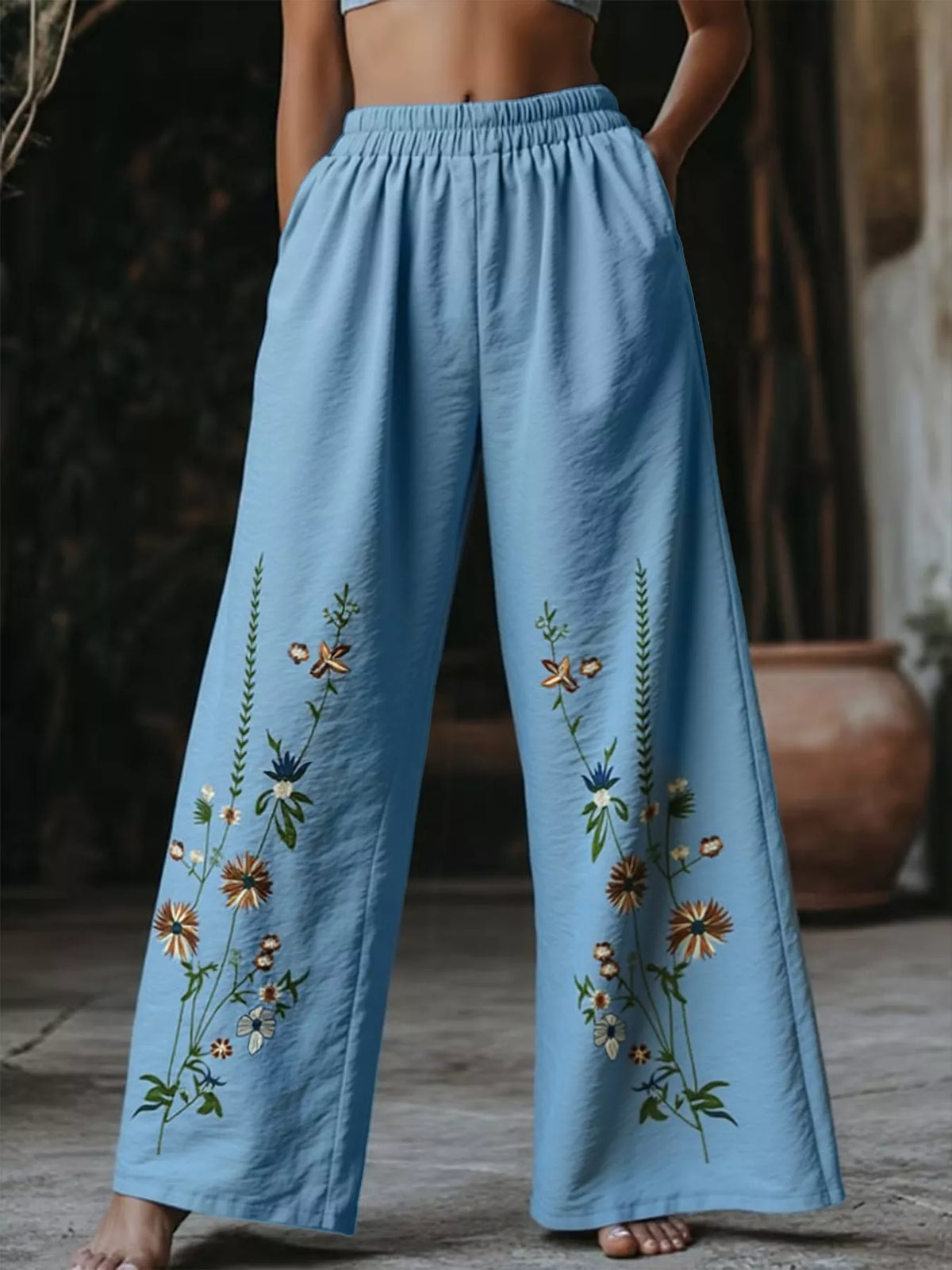 Floral Wide Leg Pants