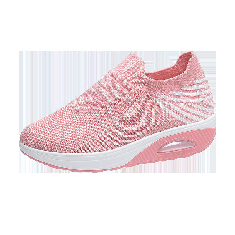Women's Stripe Design Mesh Slip-On Flats