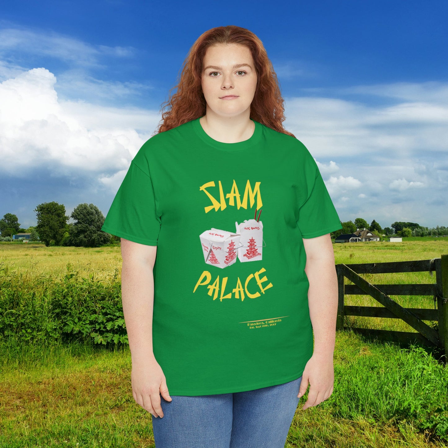 "DirkyThreadz Siam Palace T-Shirt - Bold Takeout Graphic Design in Black Cotton"