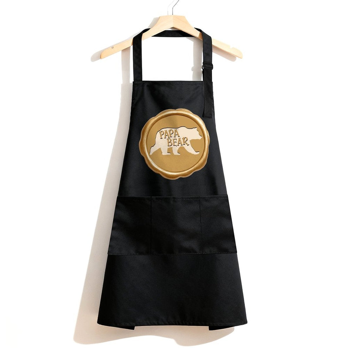 Papa Bear Golden Seal Adult Waterproof Apron With Three Pockets