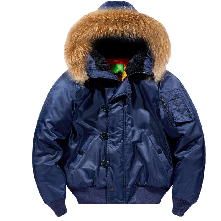 Bomber Jacket Removable Fur Collar Cotton Coat Plus Size Coat