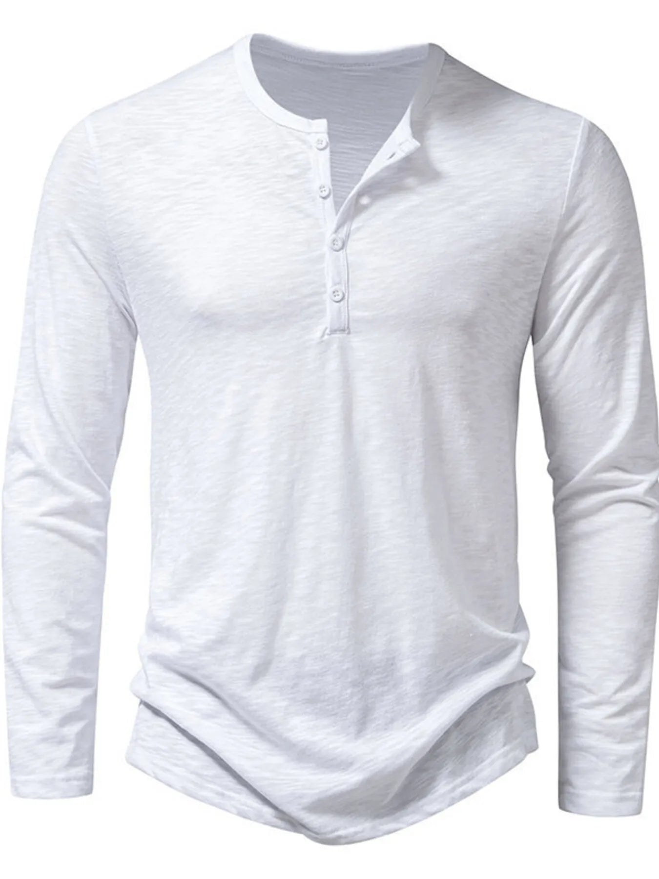Camiseta de manga larga con botones para hombre